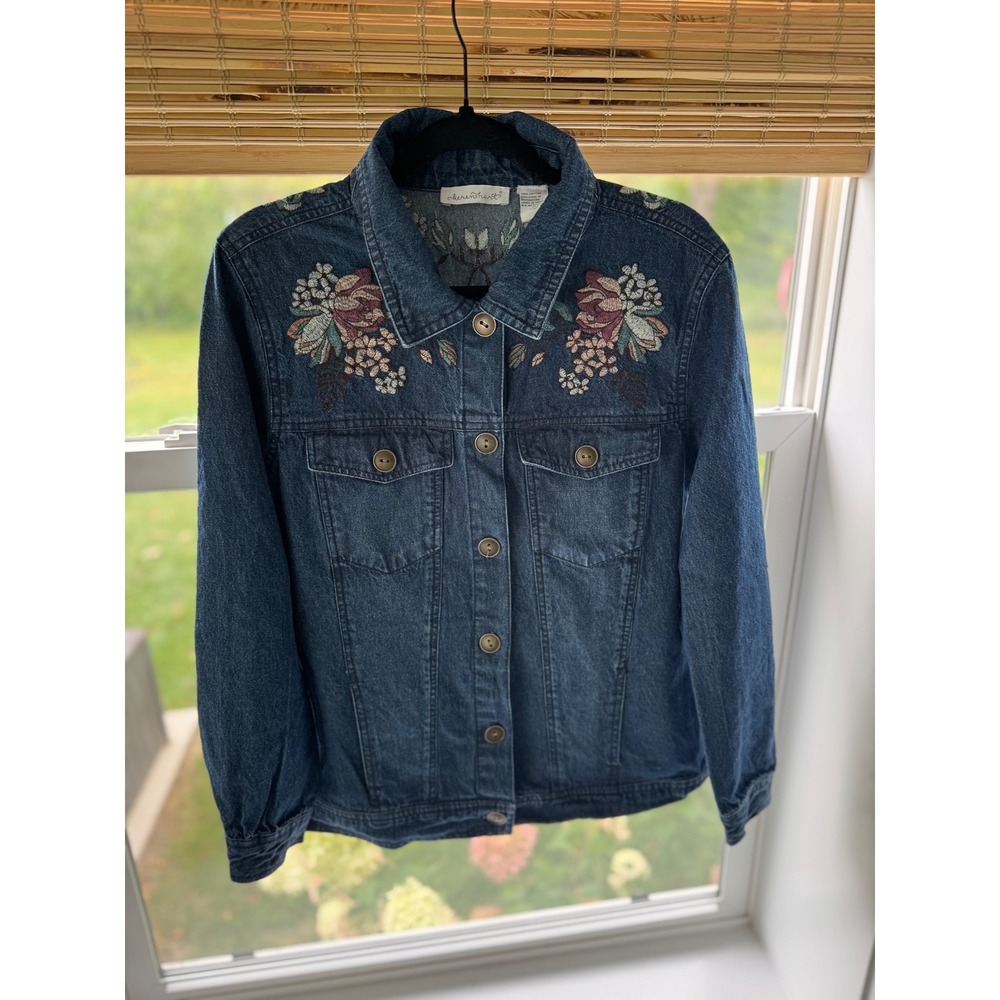 Vintage Keren Hart Embroidered Denim Jacket | Boho Floral Jean Jacket